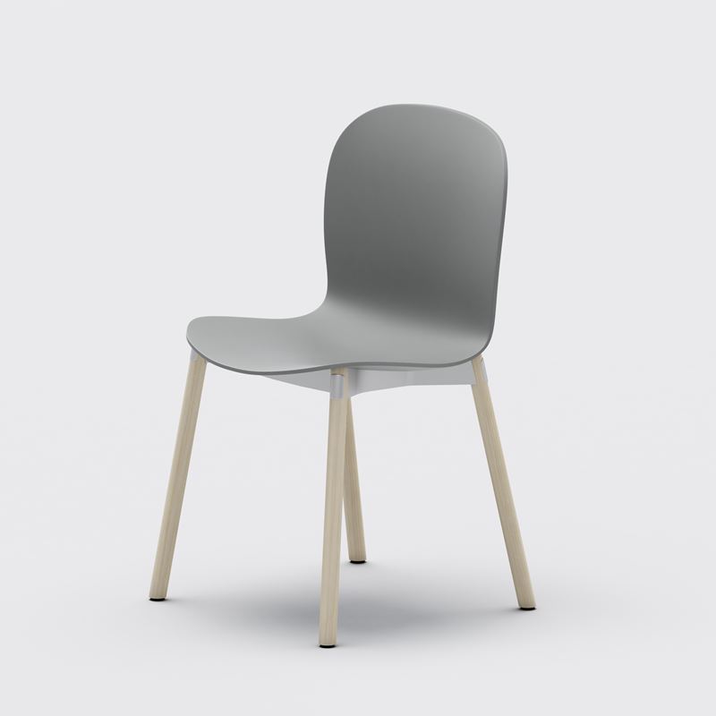 Stol Noor Wood 6080, beige plastskal, ben i ask