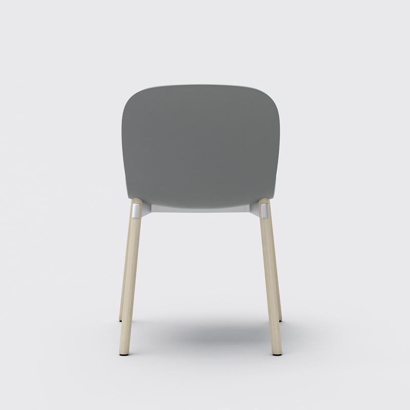 Stol Noor Wood 6080, beige plastskal, ben i ask