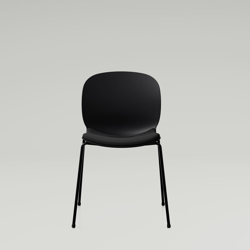 Shell chair RBM Noor 6050S with upholstered seat, black