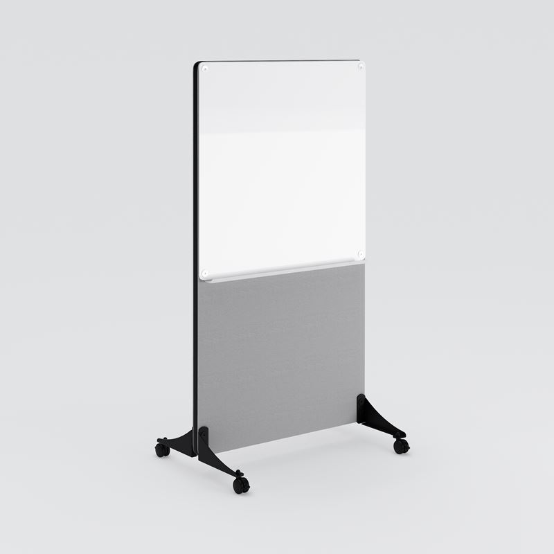 Sk&#228;rmv&#228;gg Sketch med vit skrivtavla, gr&#229;tt tyg, B1000 H1800