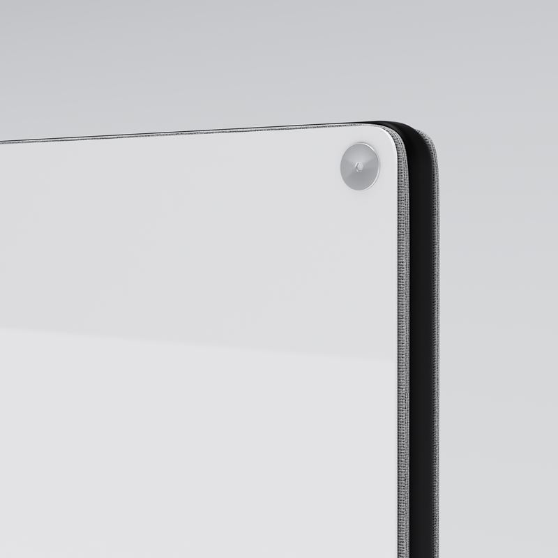 Sk&#228;rmv&#228;gg Sketch med vit skrivtavla, gr&#229;tt tyg, B1000 H1800