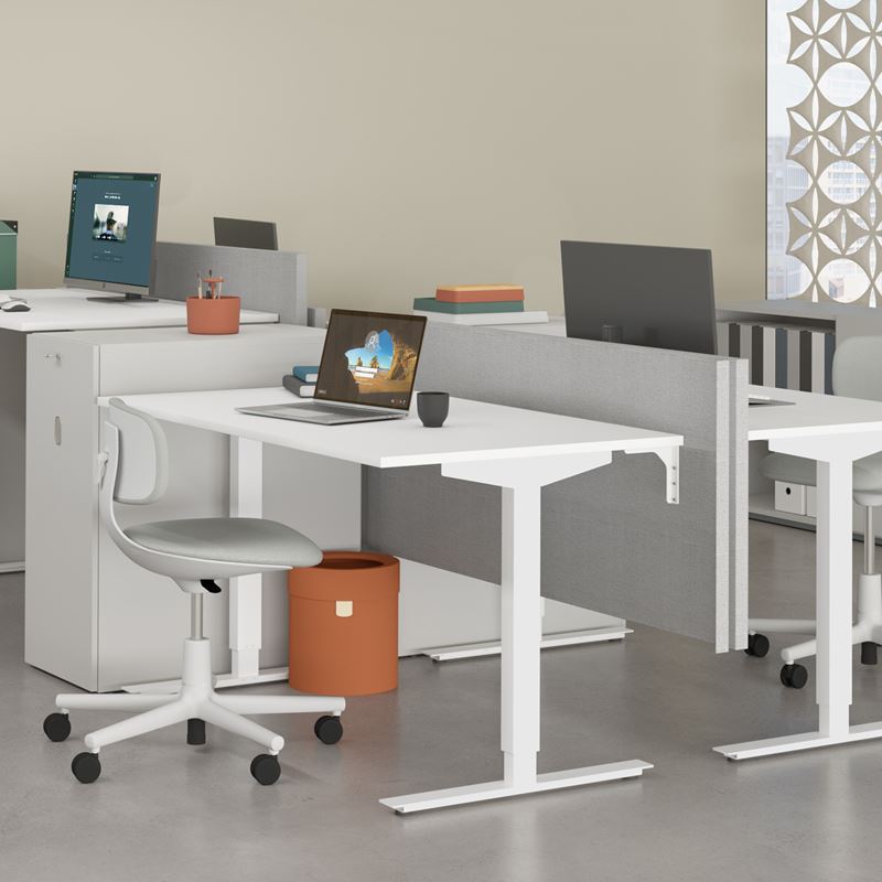 Höj- & sänkbart skrivbord ELis, 1200x700, vit laminat, vitlack