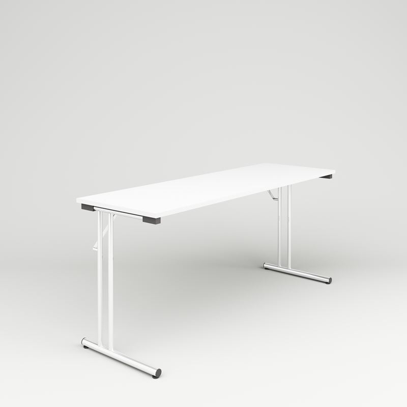 Folding table Allround, 1600x520, white laminate, chrome