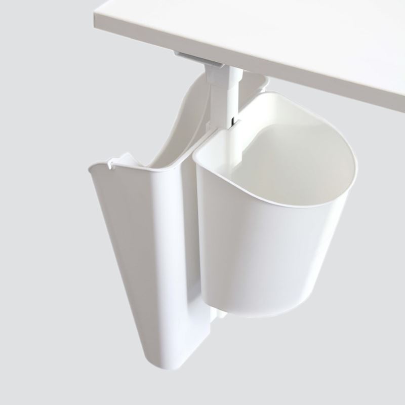 Papperskorg med bordsfäste, vit