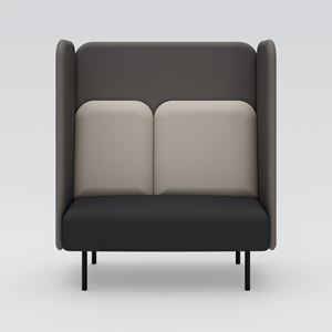 Soffa hög 2-sits, August, grå/svart klädsel