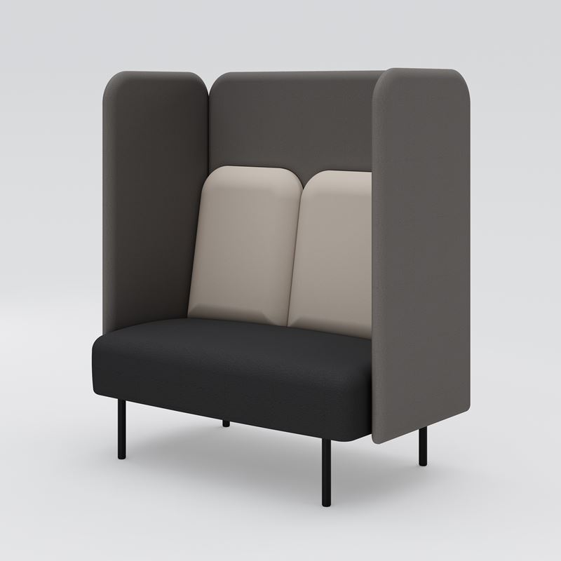 Soffa h&#246;g 2-sits, August, gr&#229;/svart kl&#228;dsel