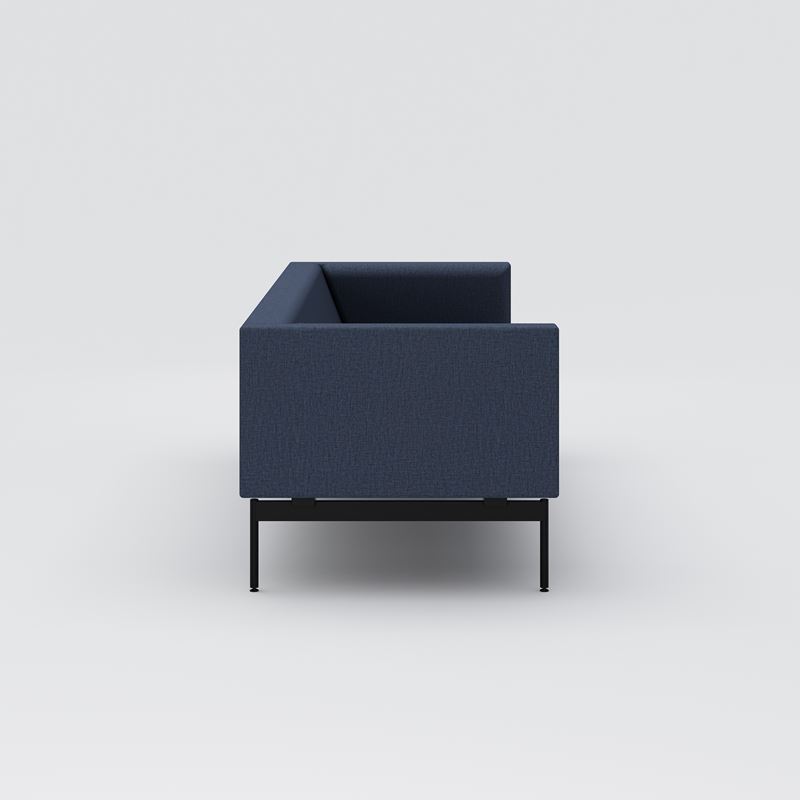 Soffa 3-sits Sans, svart metallstativ, royalblå klädsel