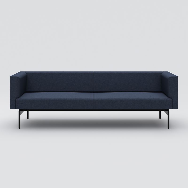 Soffa 3-sits Sans, svart metallstativ, royalblå klädsel