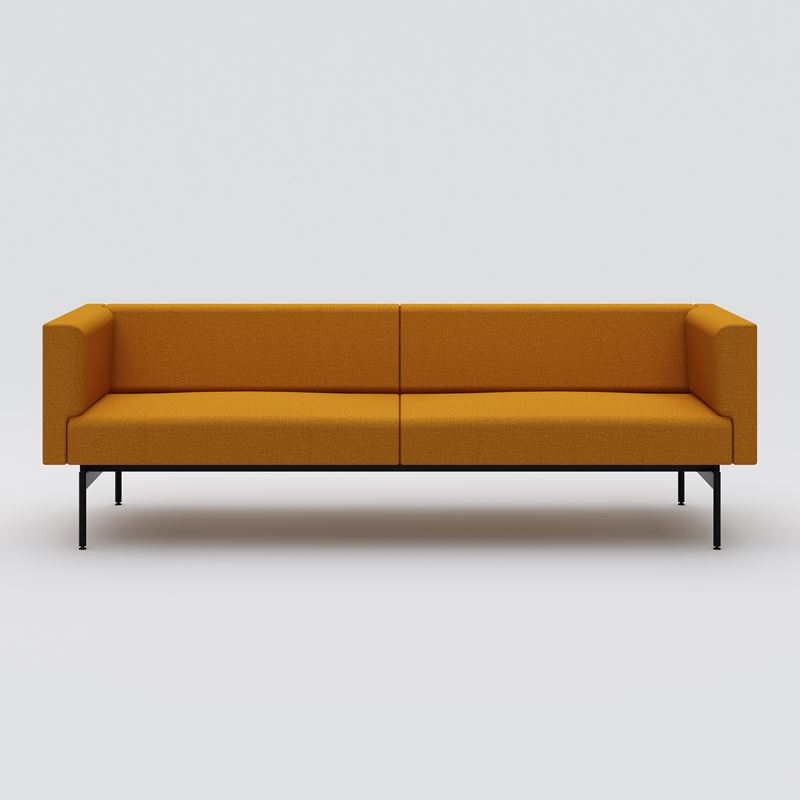 Sofa 3-seater Sans, black metal stand, mustard yellow