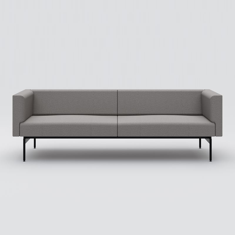 Sofa 3-seater Sans, black metal frame, gray upholstery
